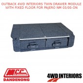 OUTBACK 4WD INTERIORS TWIN DRAWER MODULE WITH FIXED FLOOR FOR PAJERO NM 03/00-ON